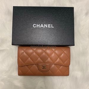 Chanel Long Flap Wallet in Brown